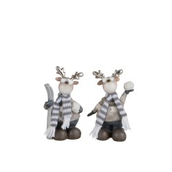 Conjunto de 2 renos de resina gris de 10x8x17.5 cm