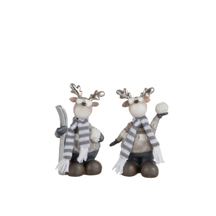 Conjunto de 2 renos de resina gris de 10x8x17.5 cm