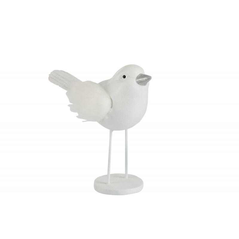 Oiseau sur socle en résine blanc 20x9x20.5 cm