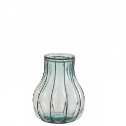 Vase en verre et métal bleu L24*l24*H30cm