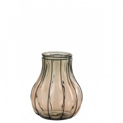 Vase en verre et métal taupe L24*l24*H30cm