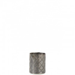 Vase cylindrique en verre gris 13x13x15 cm