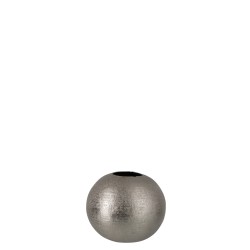 Vase Boule Motifs Aluminium Mat Argent