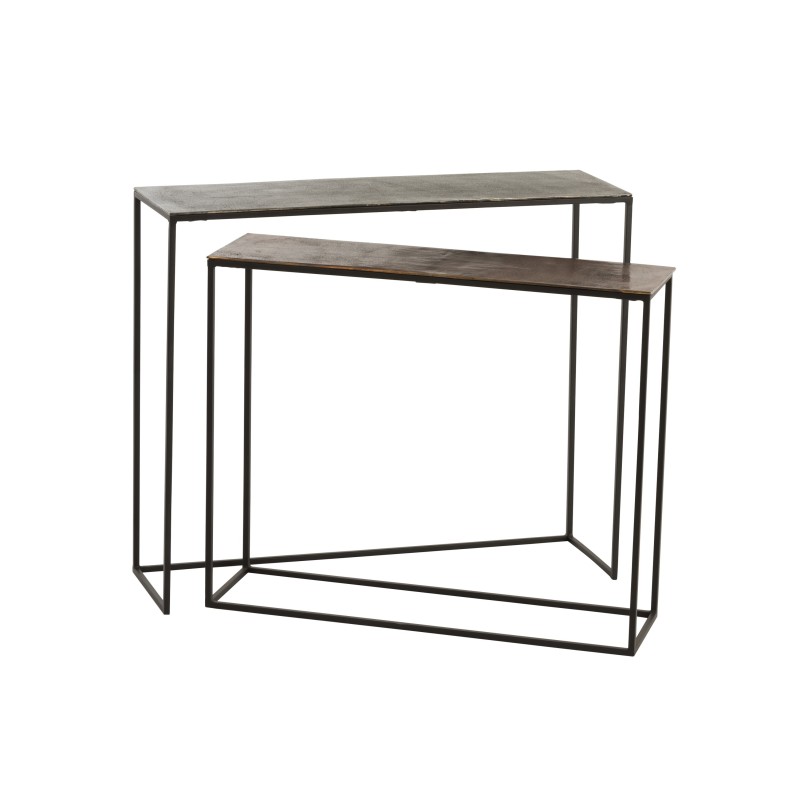 Conjunto de 2 consolas rectangulares de aluminio negro H83 y 73 cm Conjunto de 2 consolas rectangulares de aluminio negro H83 y 73 cm