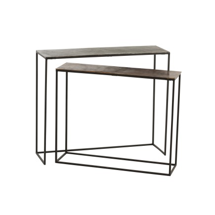 Set di 2 console rettangolari in alluminio nero H83 e 73 cm