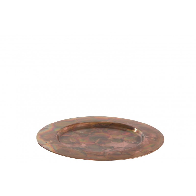 Assiette décorative ronde en métal cuivré D36cm