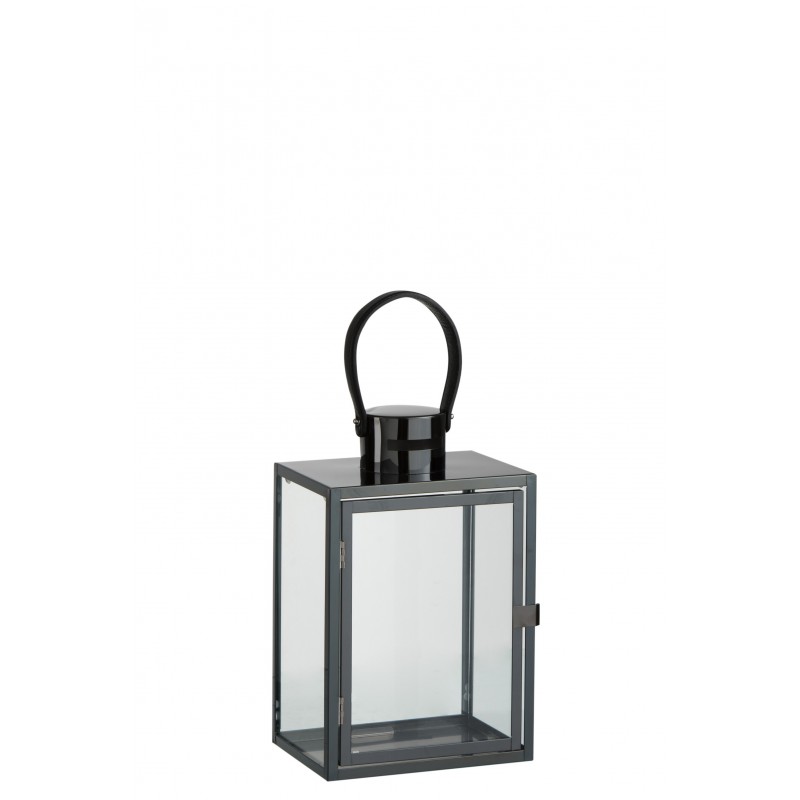 Lámpara rectangular de vidrio y metal gris de 20x15.5x44 cm