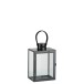 Lanterna rettangolare in vetro e metallo grigio 20x15,5x44 cm Lanterna rettangolare in vetro e metallo grigio 20x15,5x44 cm