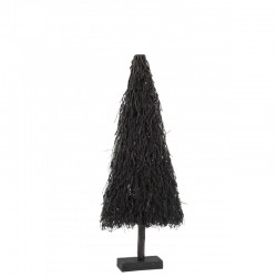 Sapin de Noël décoratif à led en bois noir 50x13x118 cm