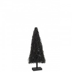 Sapin de Noël décoratif à led en bois noir 37x15x90.5 cm