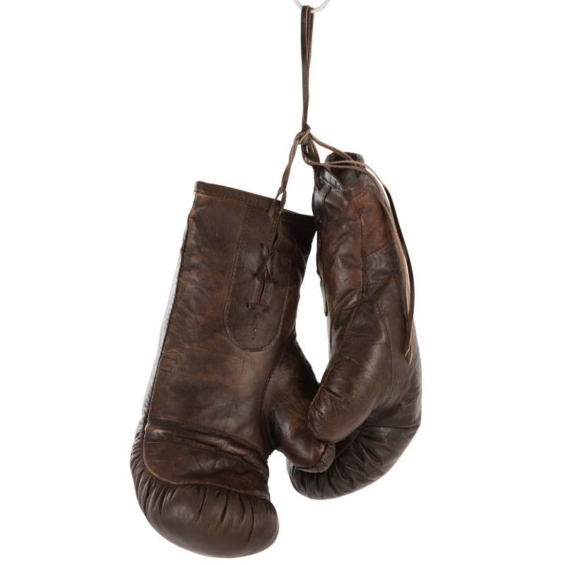 Gants de boxe décoratif en cuir marron 25x45x19 cm Gants de boxe décoratif en cuir marron 25x45x19 cm