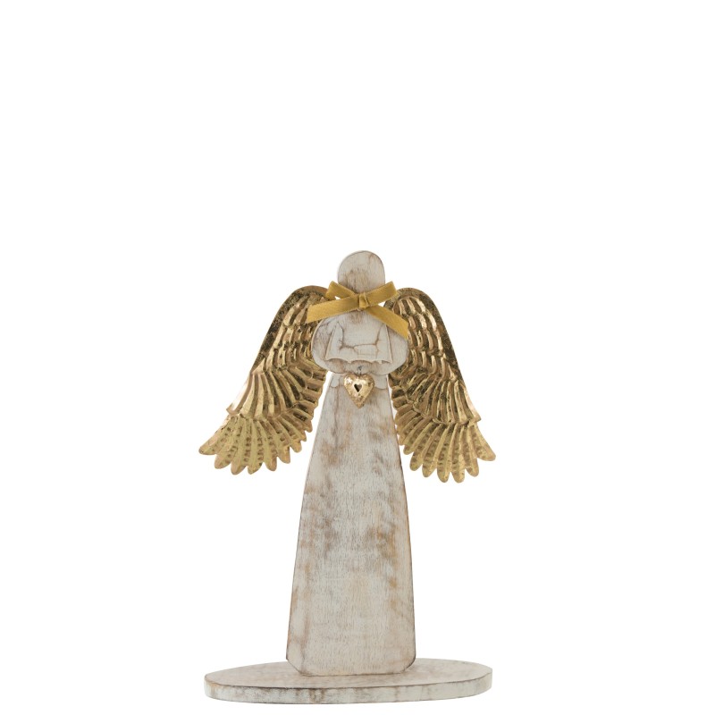 Ange en bois avec ailes en métal doré