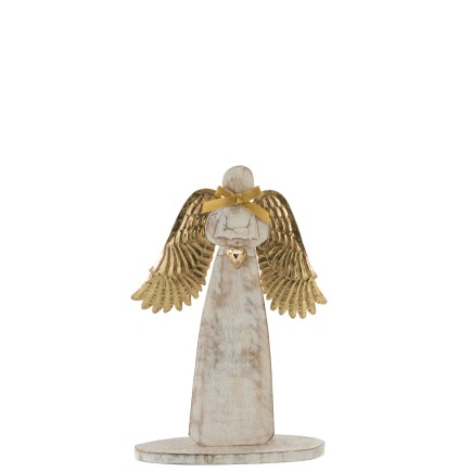Ange en bois avec ailes en métal doré