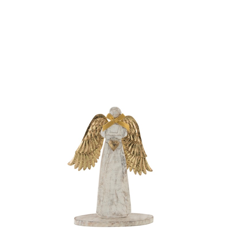 Ange en bois avec ailes en métal doré