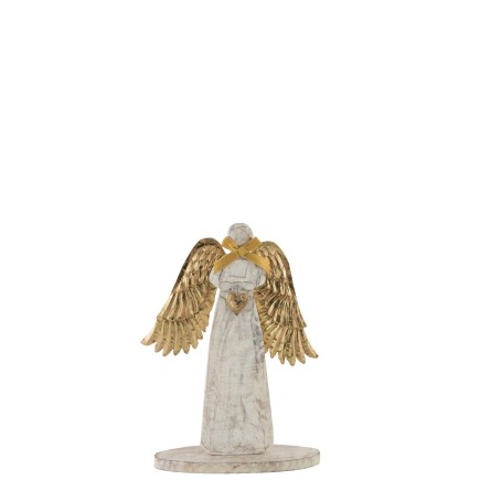 Ange en bois avec ailes en métal doré