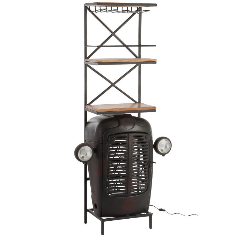 Barra de tractor delantera en madera - metal negro - natural 87x37x181 cm