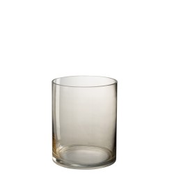 Bougeoir rond en verre fumé 20x20x25cm