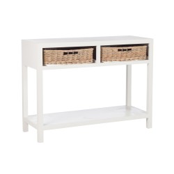 Console avec 2 paniers en Bois Blanc 110,5x44x82cm