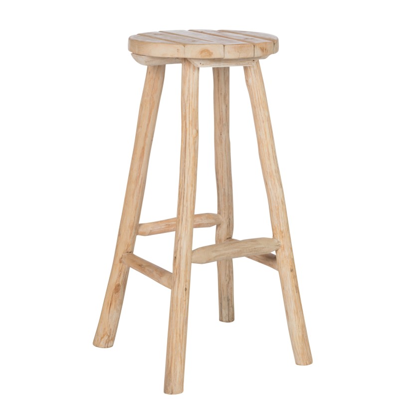 Taburete redondo de madera natural 36x45x80cm