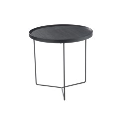 Mesa auxiliar de madera y metal negro 50.5x50.5x50 cm