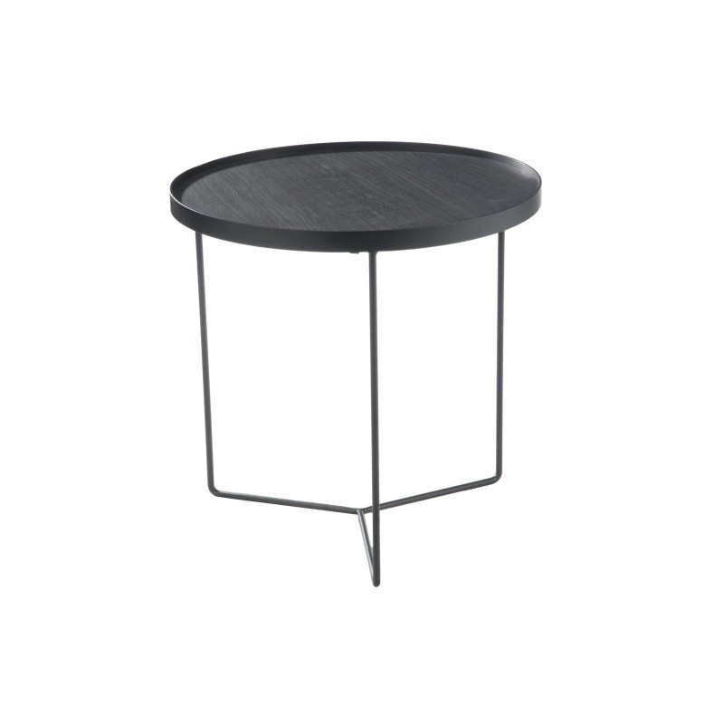Mesa auxiliar de madera y metal negro 50.5x50.5x50 cm