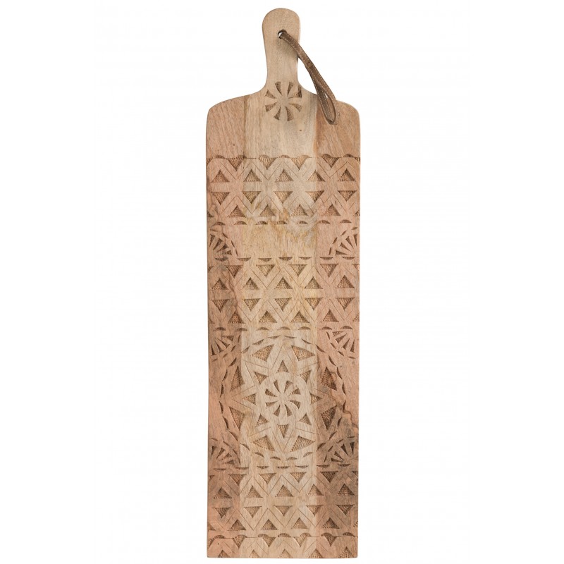 Planche à découper rectangulaire avec motif ethnique en bois de manguier naturel L75cm