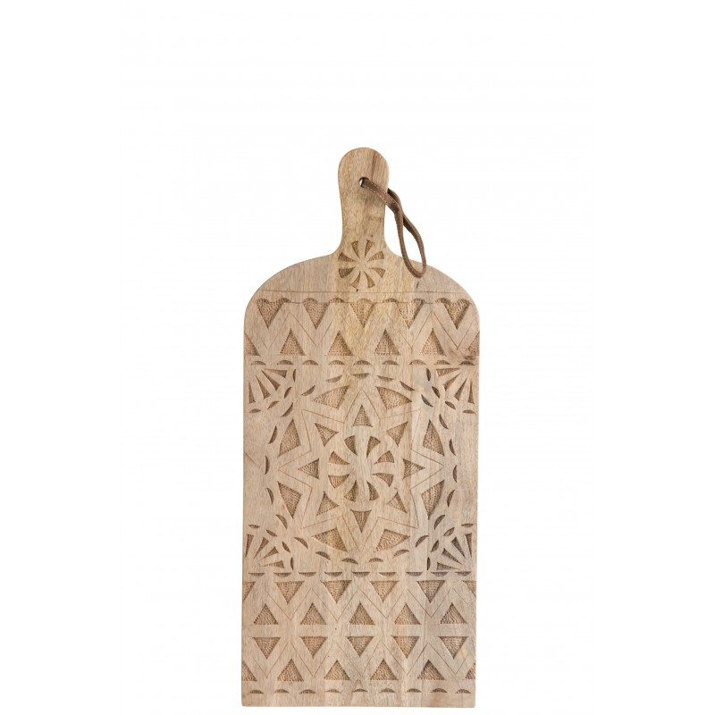 Planche à découper rectangulaire avec motif ethnique en bois de manguier naturel L59cm