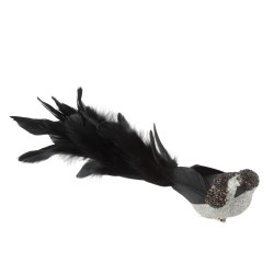 Pájaro de plumas negras con clip de 27.5x7x12 cm