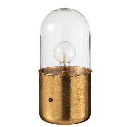 Lampe à poser industrielle en verre et zinc doré H40 cm