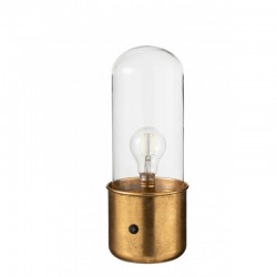 Lampe à poser industrielle en verre et zinc doré H34 cm