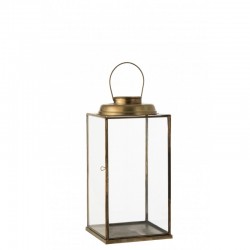 Lanterne carrée en métal Bronze 23x23x48 cm