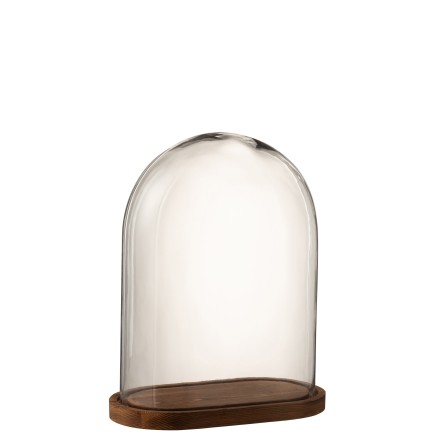 Cloche ovale en bois marron 33.5x18.5x41.5 cm