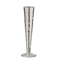 Flute à champagne en verre irrégulier argent H23cm