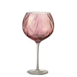 Verre à vin irrégulier en verre rose H21cm