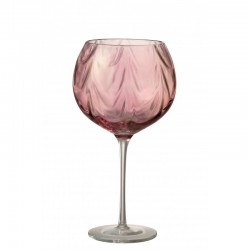 Vaso de vino irregular de vidrio rosa de 21 cm de altura