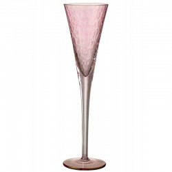 Flauta de champán de vidrio irregular rosa H28cm