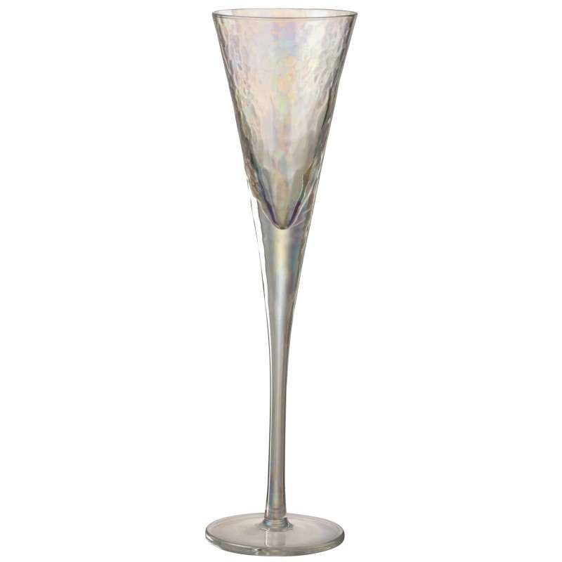 Flute à champagne en verre irrégulier transparent H28cm