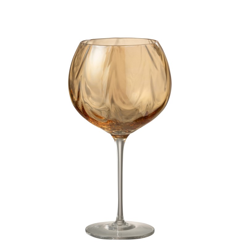 Verre à vin en verre irrégulier ambré H21cm