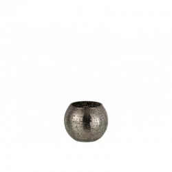 Photophore boule en verre gris 12x12x10 cm