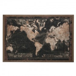 Cadre mappemonde avec led en bois marron - noir 175x5x116 cm
