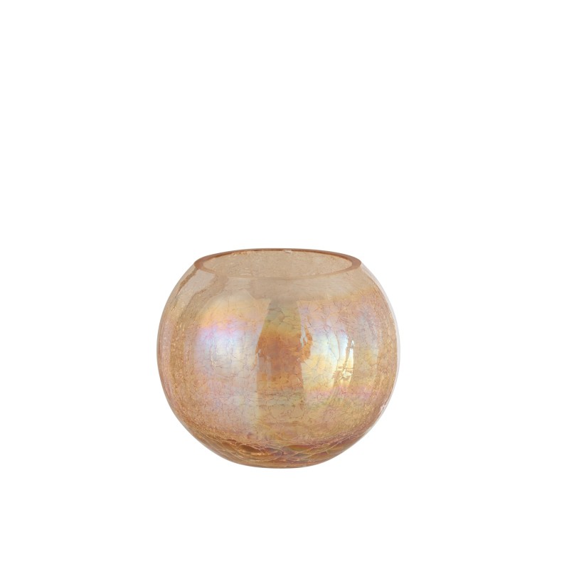 Portavelas de vidrio naranja 20x20x16.5 cm
