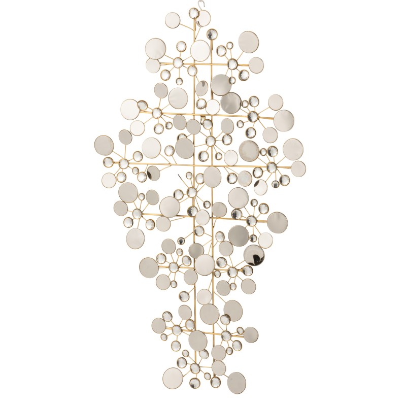 DECORATION MURALE MIROIRS ROND METAL OR