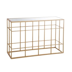 CONSOLE BARRE METAL/VERRE OR