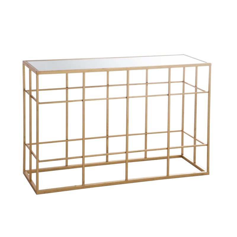 CONSOLE BARRE METAL/VERRE OR