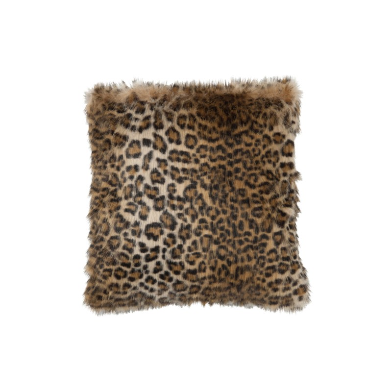 Cuscino quadrato leopardato in pelliccia nera e marrone 41x41cm Cuscino quadrato leopardato in pelliccia nera e marrone 41x41cm