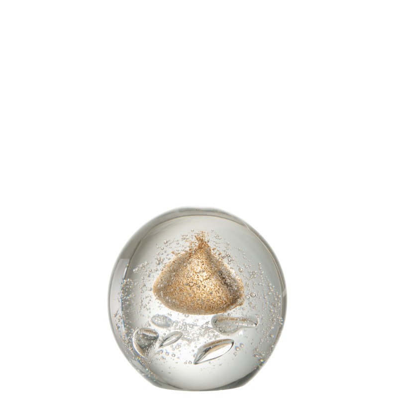 Presse papier en verre doré bulle H12 cm