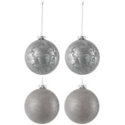 Boite de 4boules de Noël en verre gris 10x10x10 cm