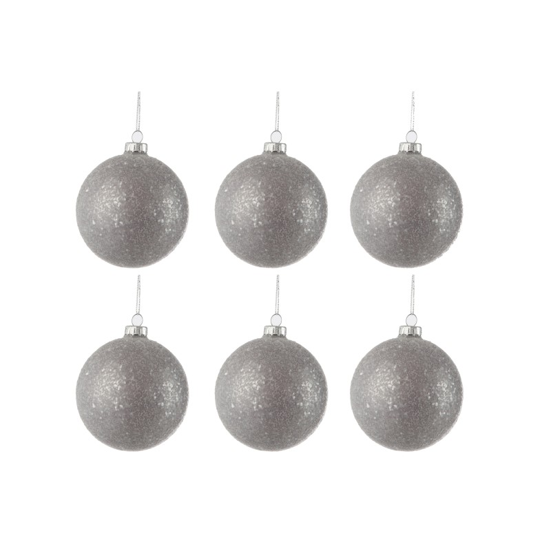 Boite de 6 boules de Noël en verre gris 8x8x8 cm