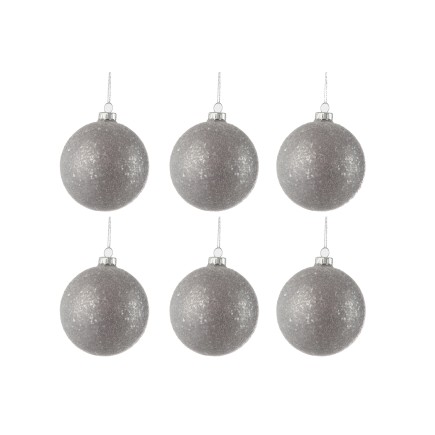 Confezione di 6 ornamenti natalizi in vetro grigio 8x8x8 cm