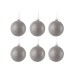 Caja de 6 bolas de Navidad de vidrio gris 8x8x8 cm